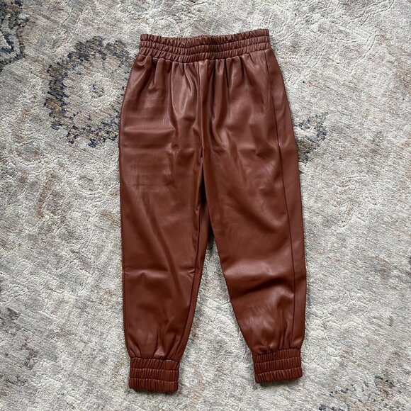 Vegan Leather Joggers | Chestnut Size 5/6 - Picture 1 of 4